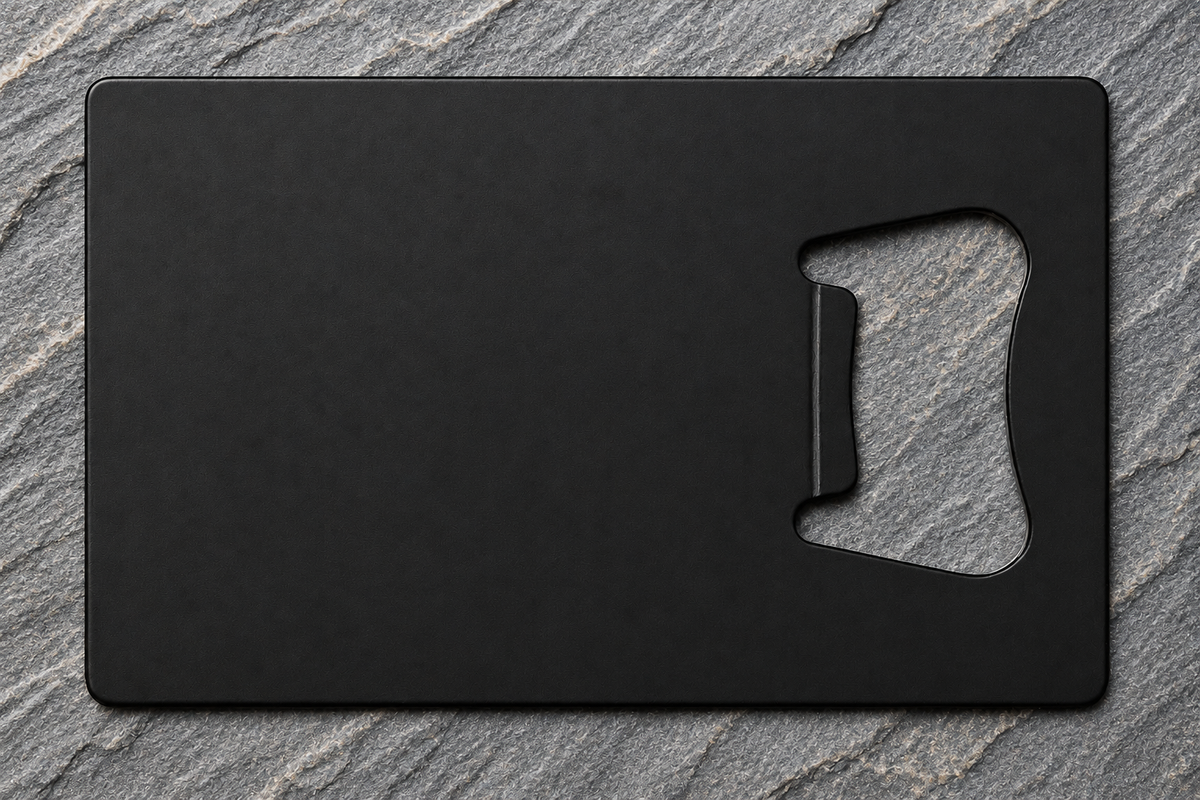 Custom Engraved Stainless Steel Card Bottle Opener – Black