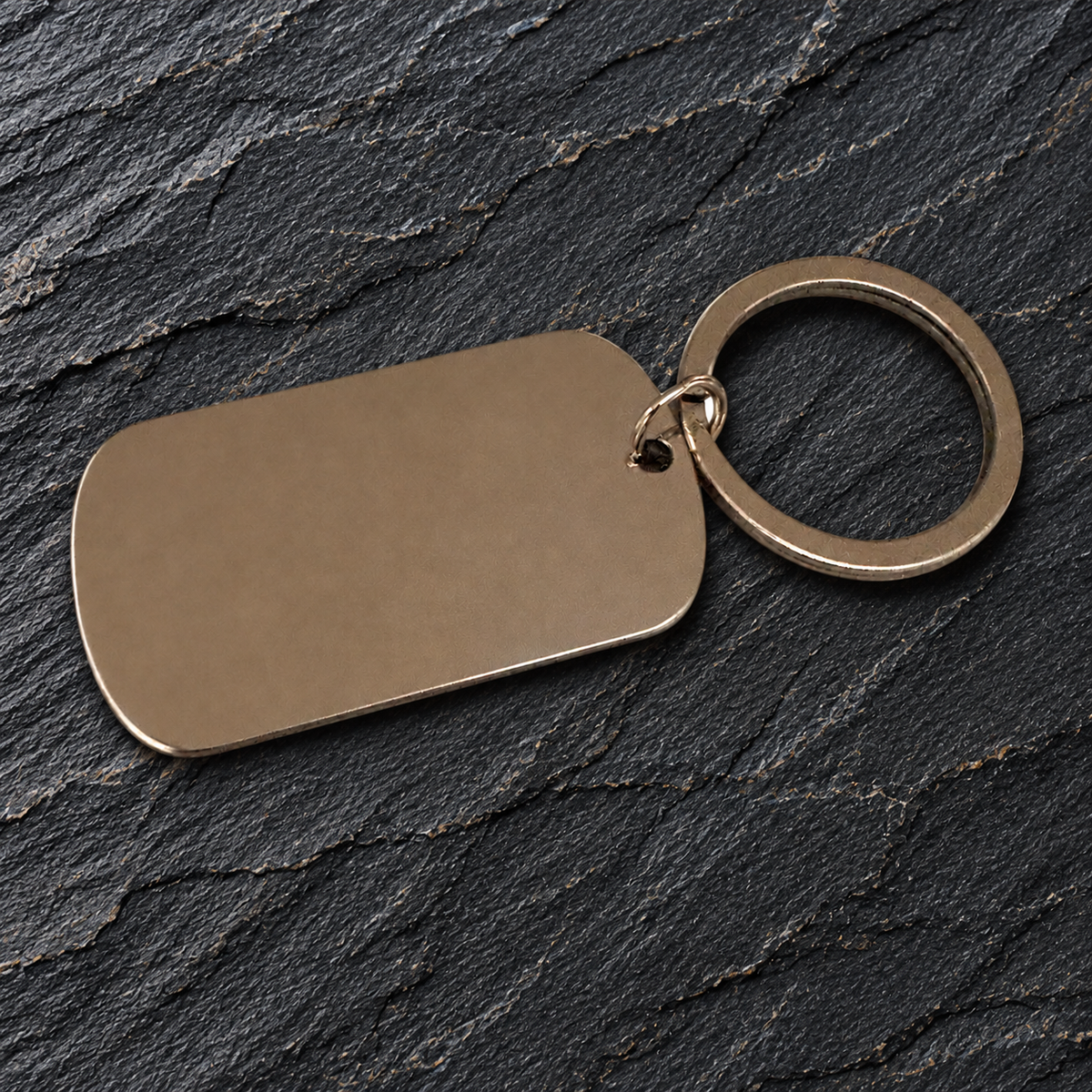 Custom Engraved Stainless Steel Military Keychain Tag (50x30mm)