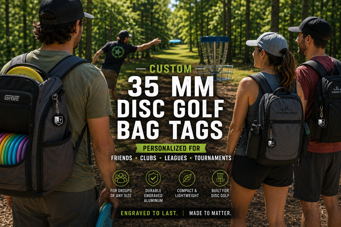 Custom 35 mm Disc Golf Bag Tags | Personalized Engraved Bag Tags