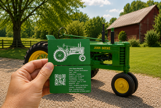 John Deere Model B: Turn Your Classic Tractor Into a Personalized Engraved Metal Card