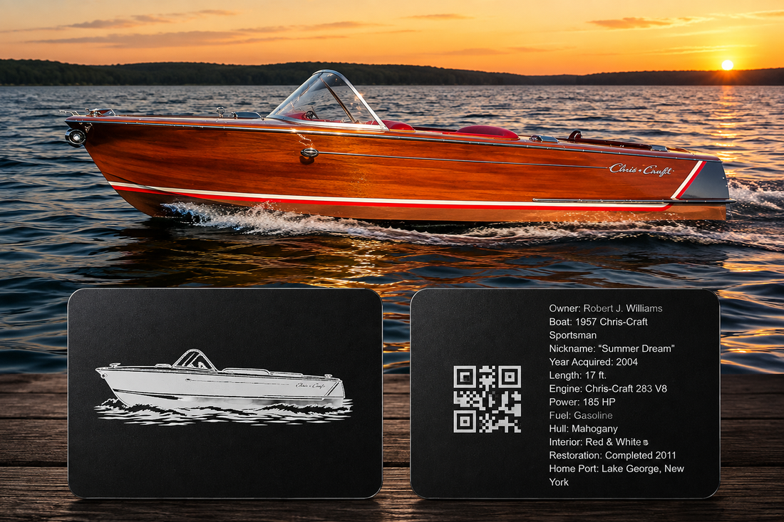 Personalized Boat Engraved Metal Info Card – Turn Your Boat Into a Custom Keepsake
