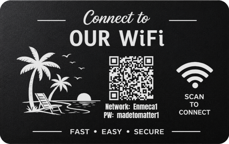 Custom Engraved Wi-Fi QR Code Card | Personalized Metal WiFi Password Sign | Guest Network Card