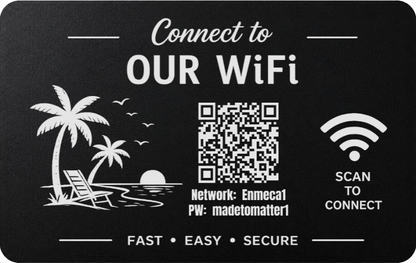 Custom Engraved Wi-Fi QR Code Card | Personalized Metal WiFi Password Sign | Guest Network Card