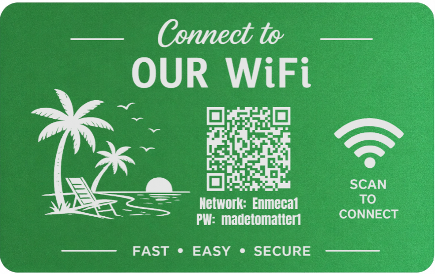 Custom Engraved Wi-Fi QR Code Card | Personalized Metal WiFi Password Sign | Guest Network Card
