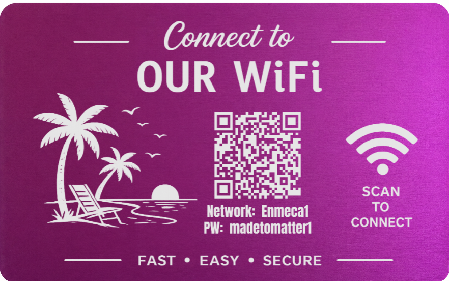 Custom Engraved Wi-Fi QR Code Card | Personalized Metal WiFi Password Sign | Guest Network Card