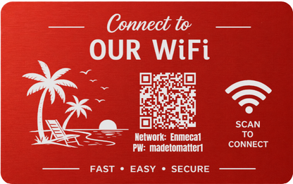 Custom Engraved Wi-Fi QR Code Card | Personalized Metal WiFi Password Sign | Guest Network Card