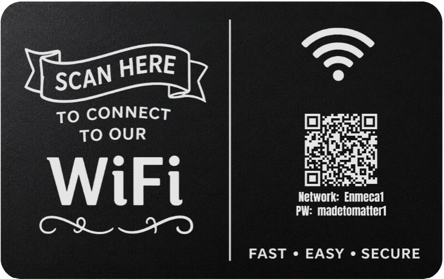 Custom Engraved Wi-Fi QR Code Card | Personalized Metal WiFi Password Sign | Guest Network Card