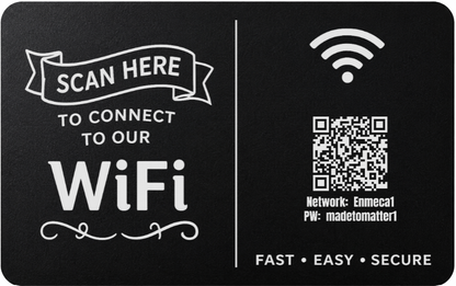 Custom Engraved Wi-Fi QR Code Card | Personalized Metal WiFi Password Sign | Guest Network Card