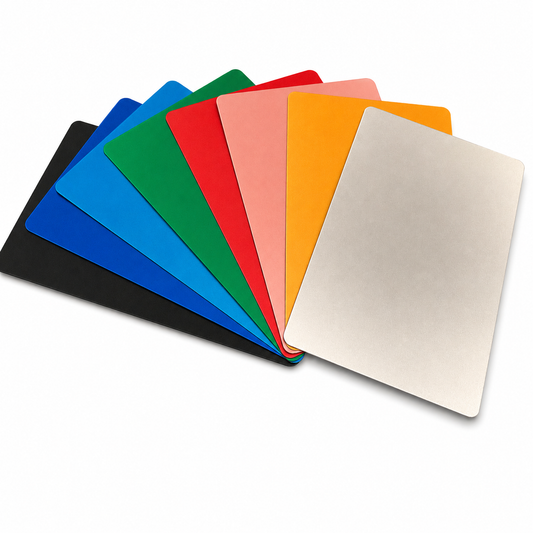 Custom Engraved Thin Aluminum Cards (0.2 mm) 10 Pack – QR Code, Promo & Insert Cards (Anodized Colors)