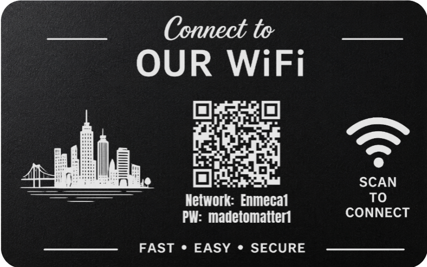 Custom Engraved Wi-Fi QR Code Card | Personalized Metal WiFi Password Sign | Guest Network Card