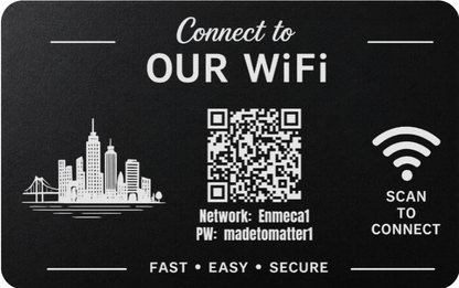 Custom Engraved Wi-Fi QR Code Card | Personalized Metal WiFi Password Sign | Guest Network Card