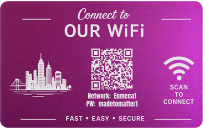 Custom Engraved Wi-Fi QR Code Card | Personalized Metal WiFi Password Sign | Guest Network Card