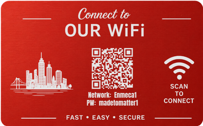 Custom Engraved Wi-Fi QR Code Card | Personalized Metal WiFi Password Sign | Guest Network Card