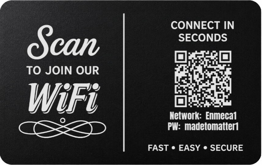 Custom Engraved Wi-Fi QR Code Card | Personalized Metal WiFi Password Sign | Guest Network Card