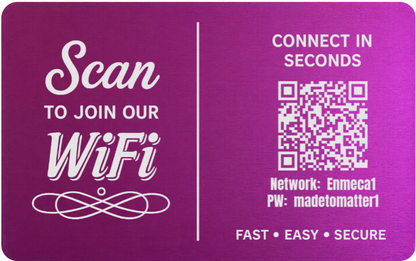 Custom Engraved Wi-Fi QR Code Card | Personalized Metal WiFi Password Sign | Guest Network Card