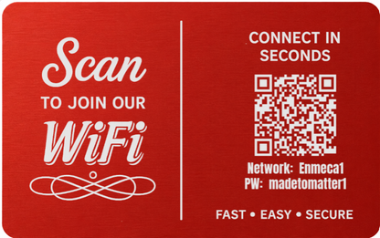 Custom Engraved Wi-Fi QR Code Card | Personalized Metal WiFi Password Sign | Guest Network Card