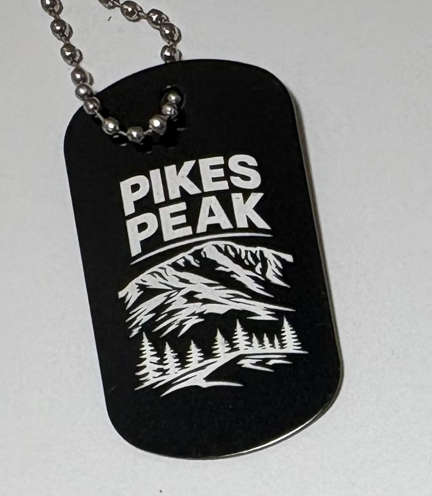 Pikes Peak Black Aluminum Dog Tag – Mountain Summit Keepsake