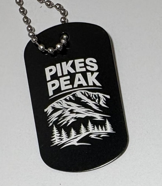 Pikes Peak Black Aluminum Dog Tag – Mountain Summit Keepsake