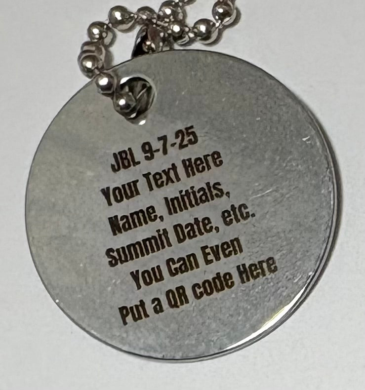 Pikes Peak Stainless Steel Round Tag – 30mm Mountain Summit Keepsake