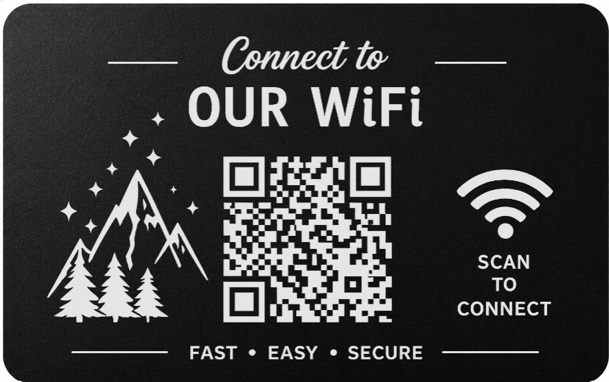 Custom Engraved Wi-Fi QR Code Card | Personalized Metal WiFi Password Sign | Guest Network Card