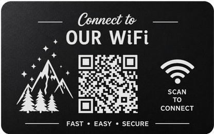 Custom Engraved Wi-Fi QR Code Card | Personalized Metal WiFi Password Sign | Guest Network Card