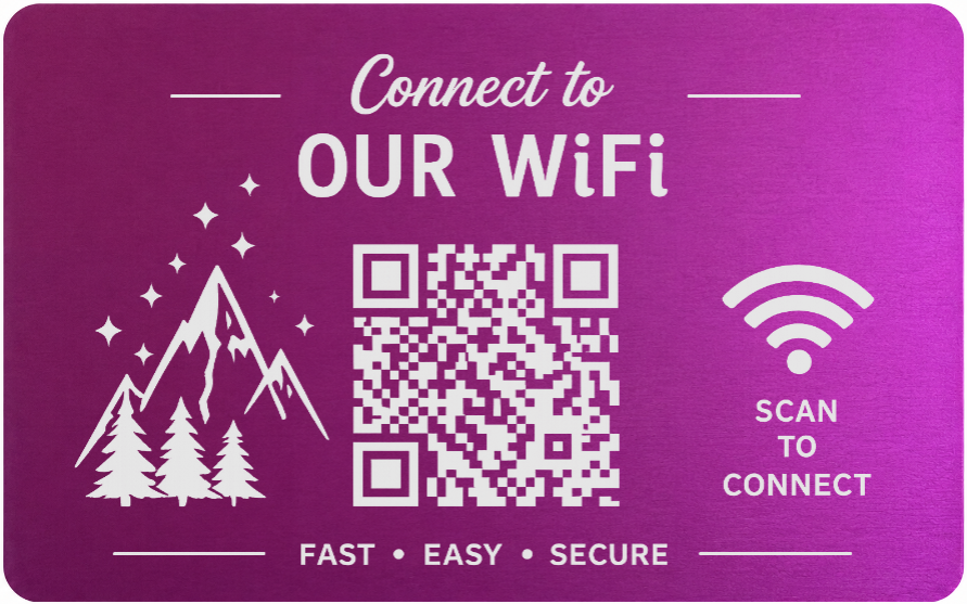 Custom Engraved Wi-Fi QR Code Card | Personalized Metal WiFi Password Sign | Guest Network Card