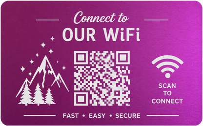 Custom Engraved Wi-Fi QR Code Card | Personalized Metal WiFi Password Sign | Guest Network Card