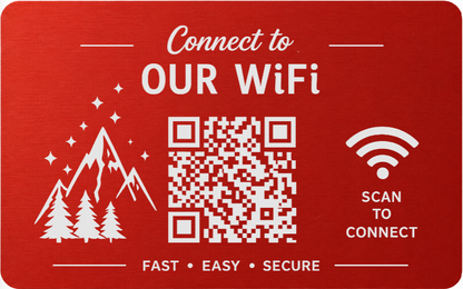 Custom Engraved Wi-Fi QR Code Card | Personalized Metal WiFi Password Sign | Guest Network Card