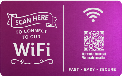 Custom Engraved Wi-Fi QR Code Card | Personalized Metal WiFi Password Sign | Guest Network Card
