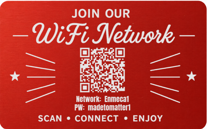 Custom Engraved Wi-Fi QR Code Card | Personalized Metal WiFi Password Sign | Guest Network Card