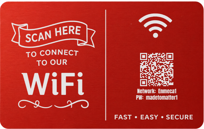 Custom Engraved Wi-Fi QR Code Card | Personalized Metal WiFi Password Sign | Guest Network Card