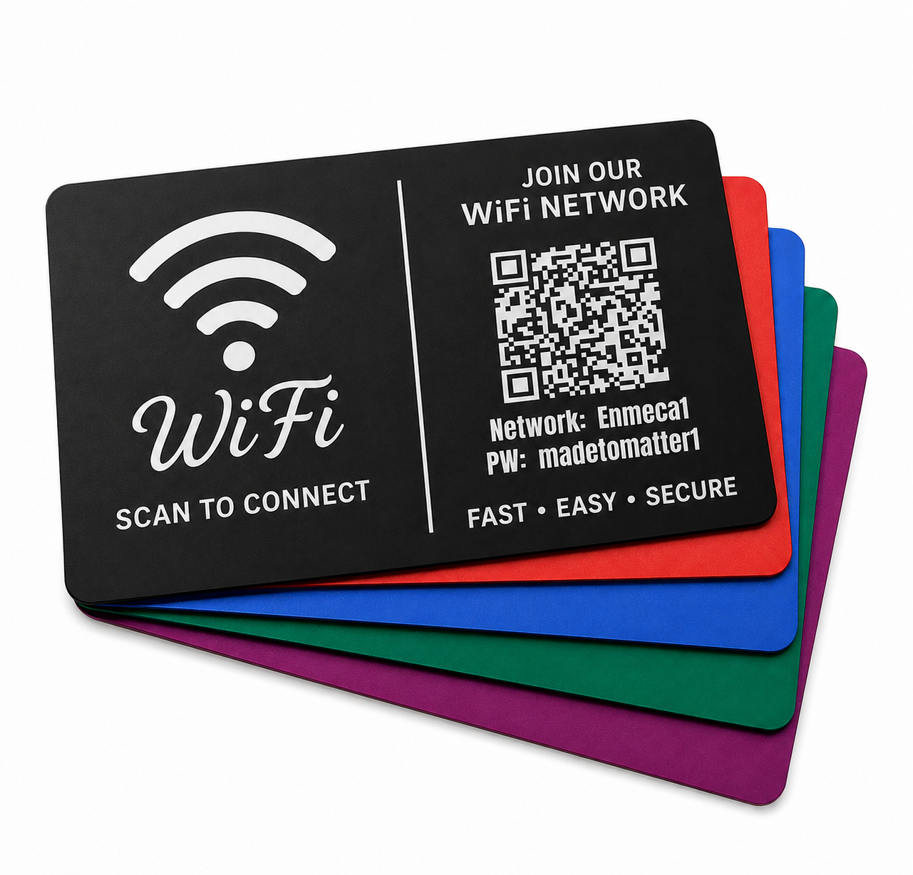 Custom Engraved Wi-Fi QR Code Card | Personalized Metal WiFi Password Sign | Guest Network Card