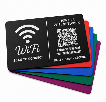 Custom Engraved Wi-Fi QR Code Card | Personalized Metal WiFi Password Sign | Guest Network Card