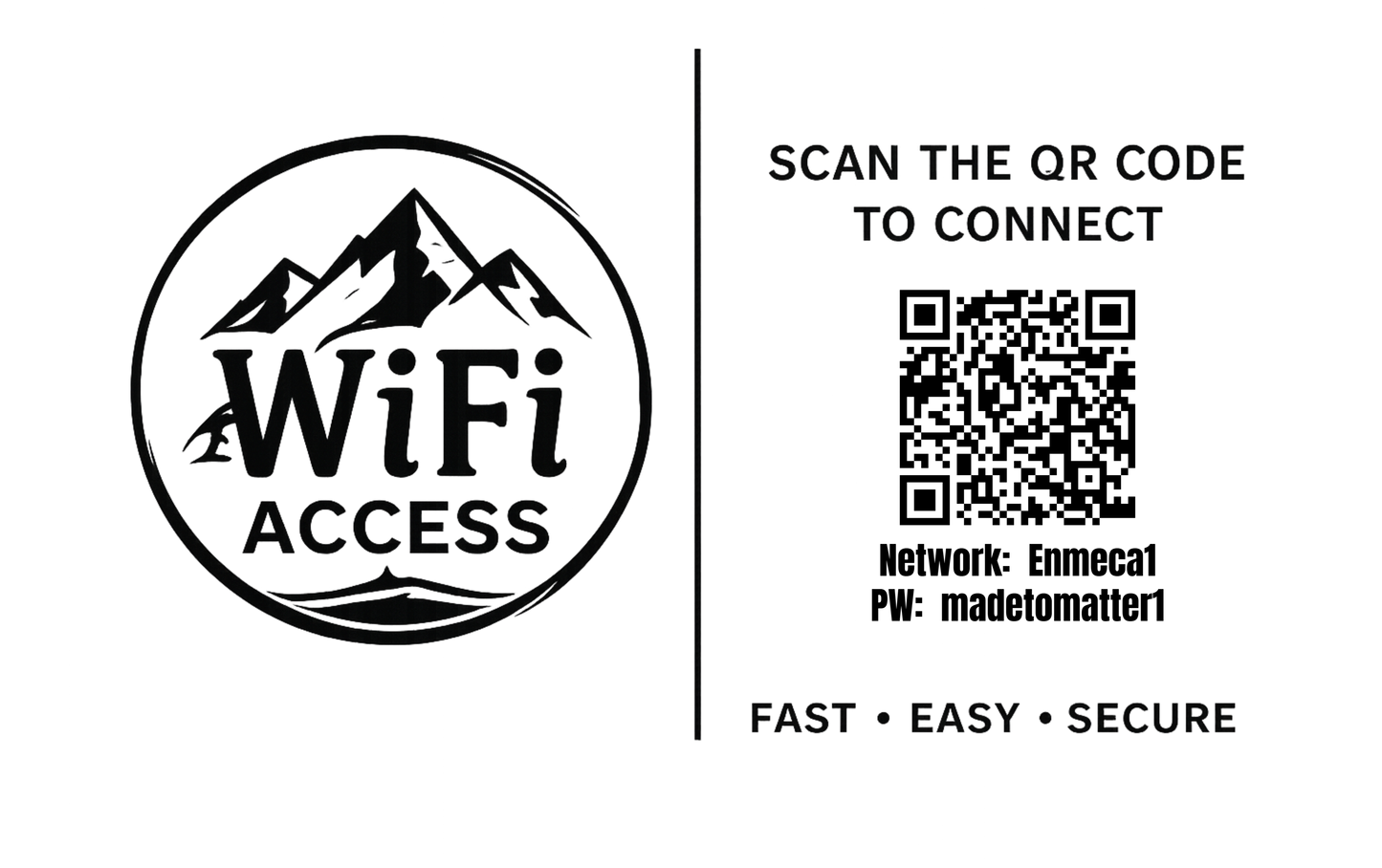 Custom Engraved Wi-Fi QR Code Card | Personalized Metal WiFi Password Sign | Guest Network Card